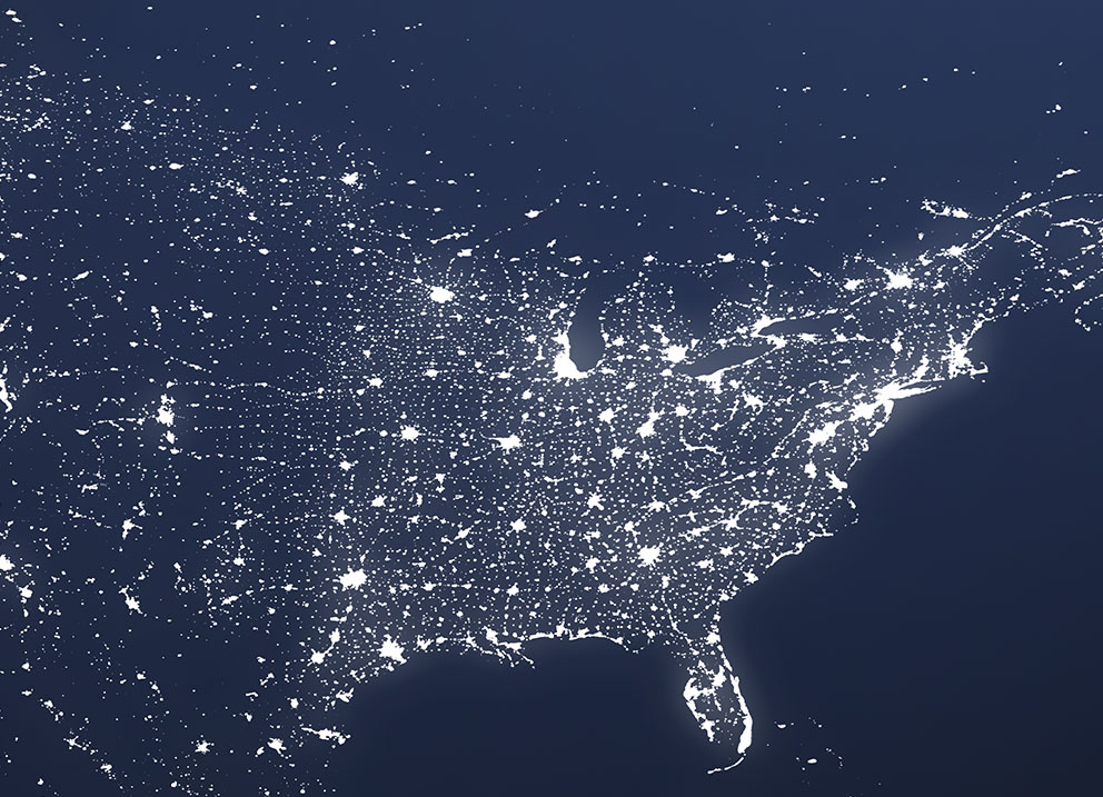 Zoomed out North American map highlighting Accurate Logistics USA LTL service coverage