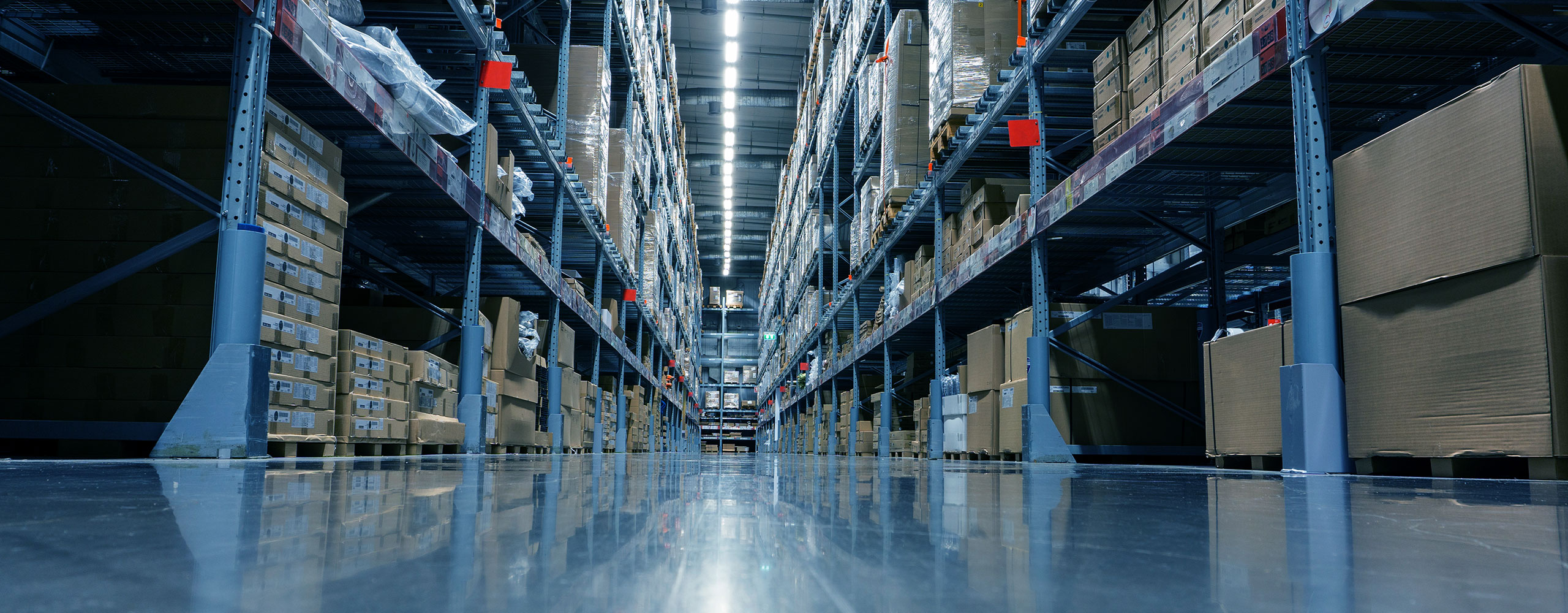 Internal view of USA warehousing facility racks for short and long-term storage