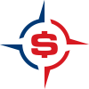 Accurate Logistics compass icon with dollar symbol in middle